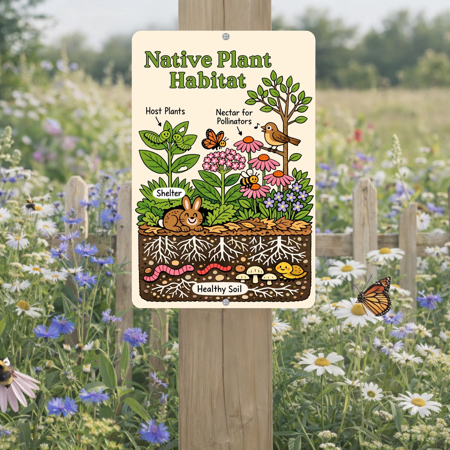 Native Plant Habitat Illustration Sign
