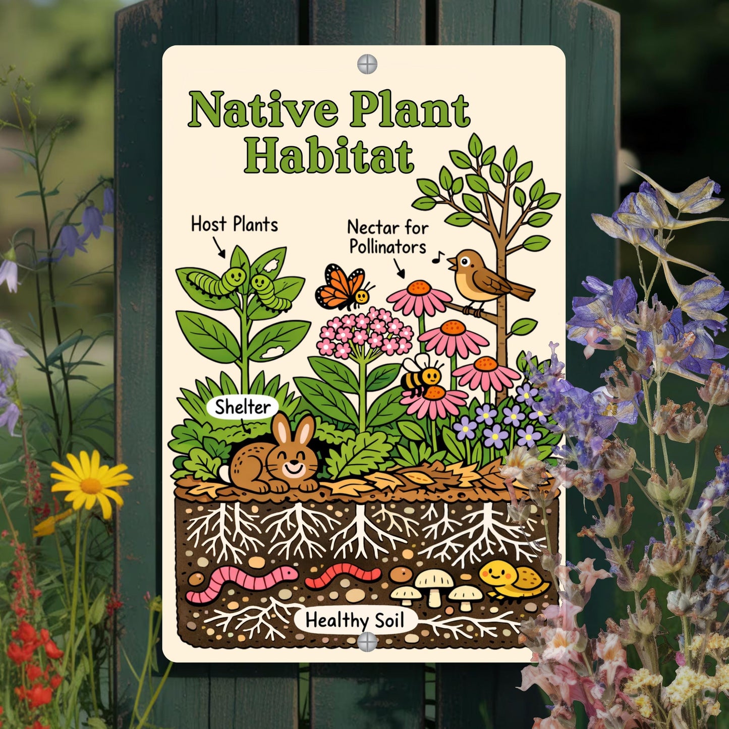 Native Plant Habitat Illustration Sign