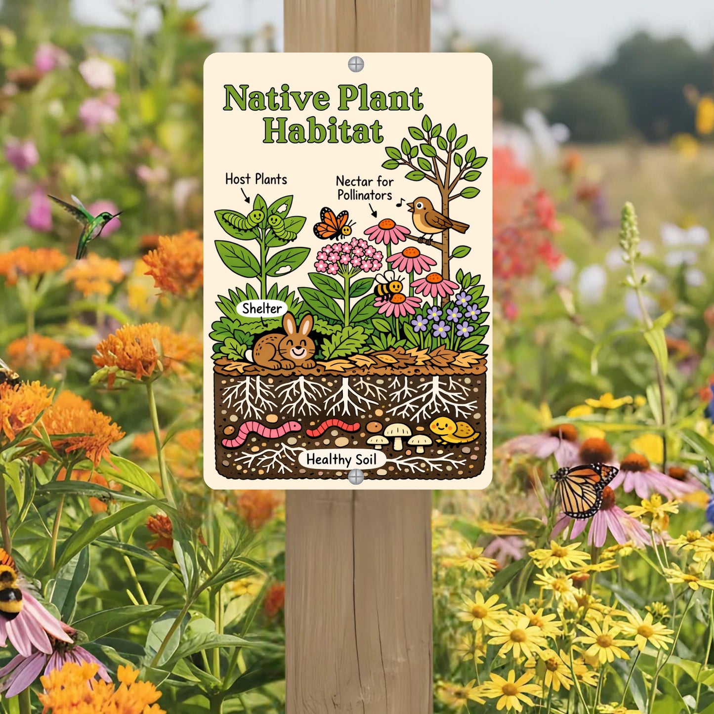 Native Plant Habitat Illustration Sign