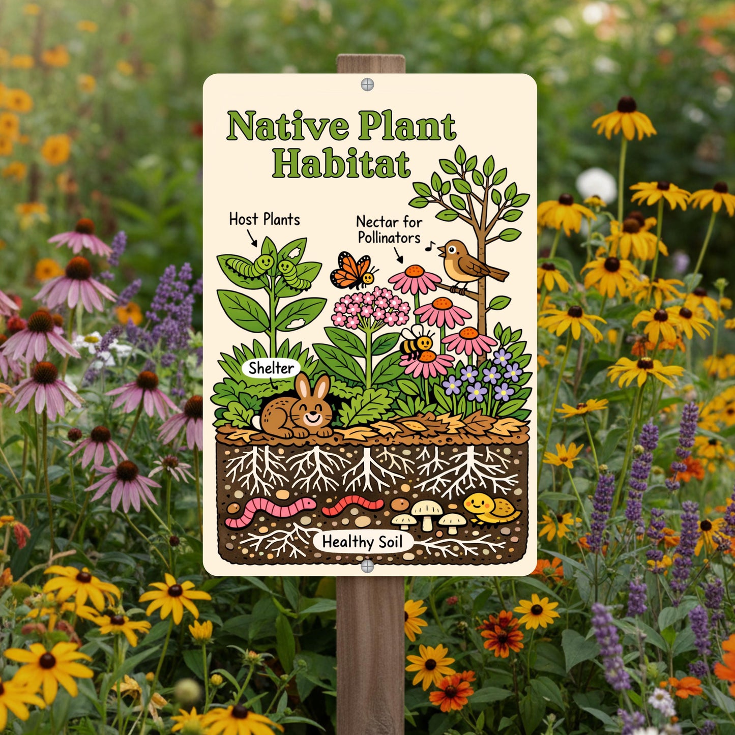 Native Plant Habitat Illustration Sign