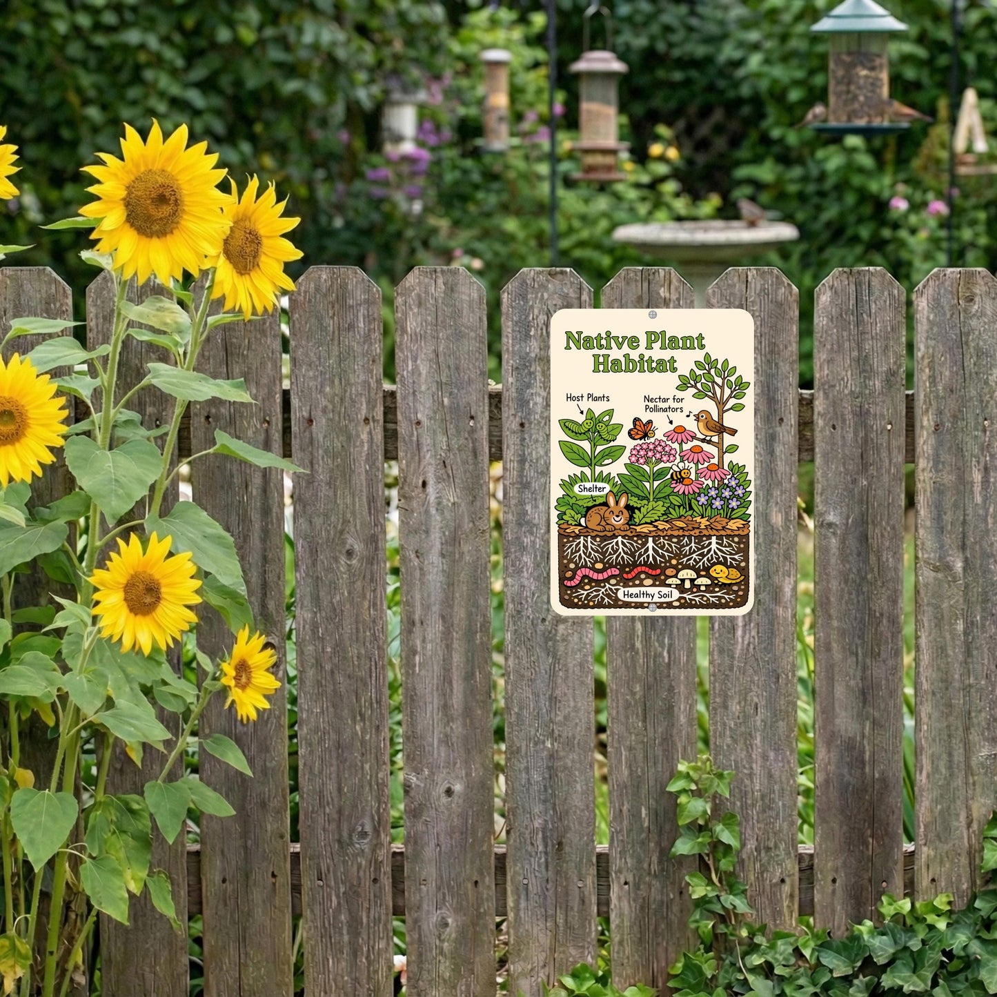 Native Plant Habitat Illustration Sign