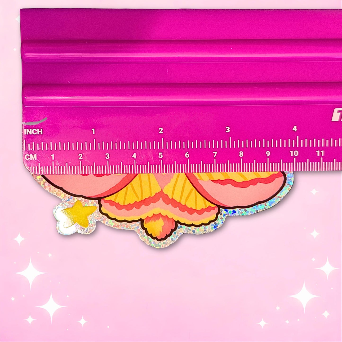 Rosy Maple Moth Sticker, Glitter Waterproof Sticker, Whimsigoth Gift for Nature Lovers