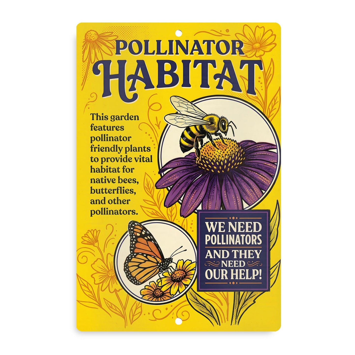 Pollinator Habitat Monarch With Zinnia Sign