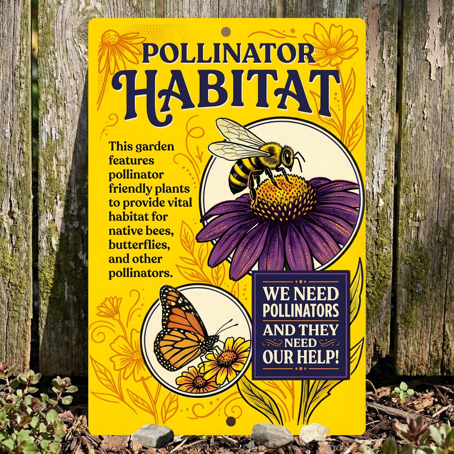 Pollinator Habitat Monarch With Zinnia Sign
