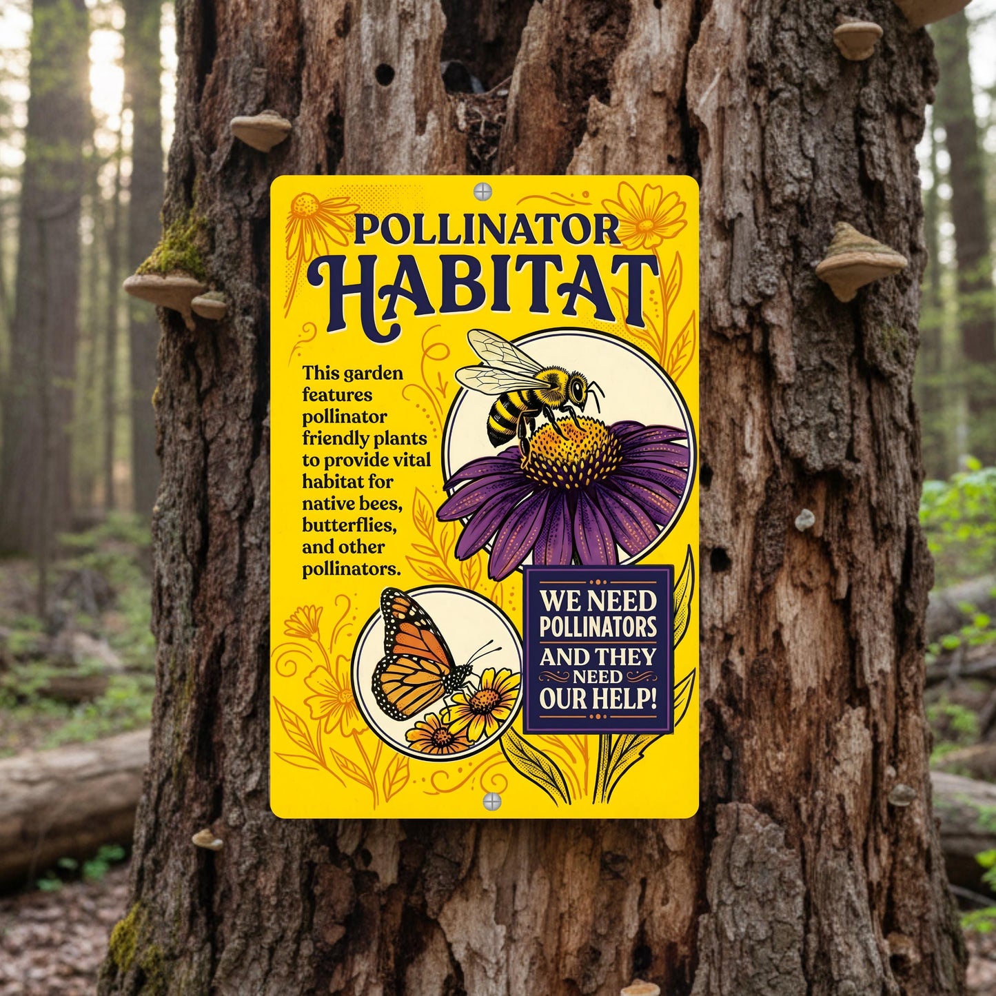 Pollinator Habitat Monarch With Zinnia Sign