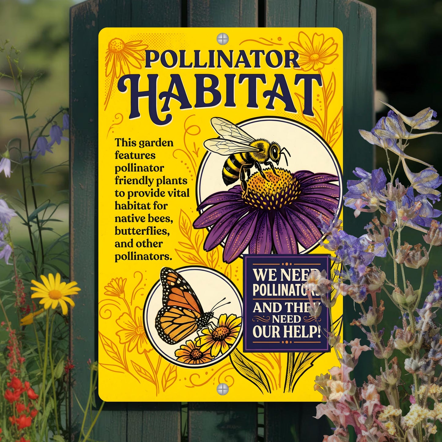 Pollinator Habitat Monarch With Zinnia Sign