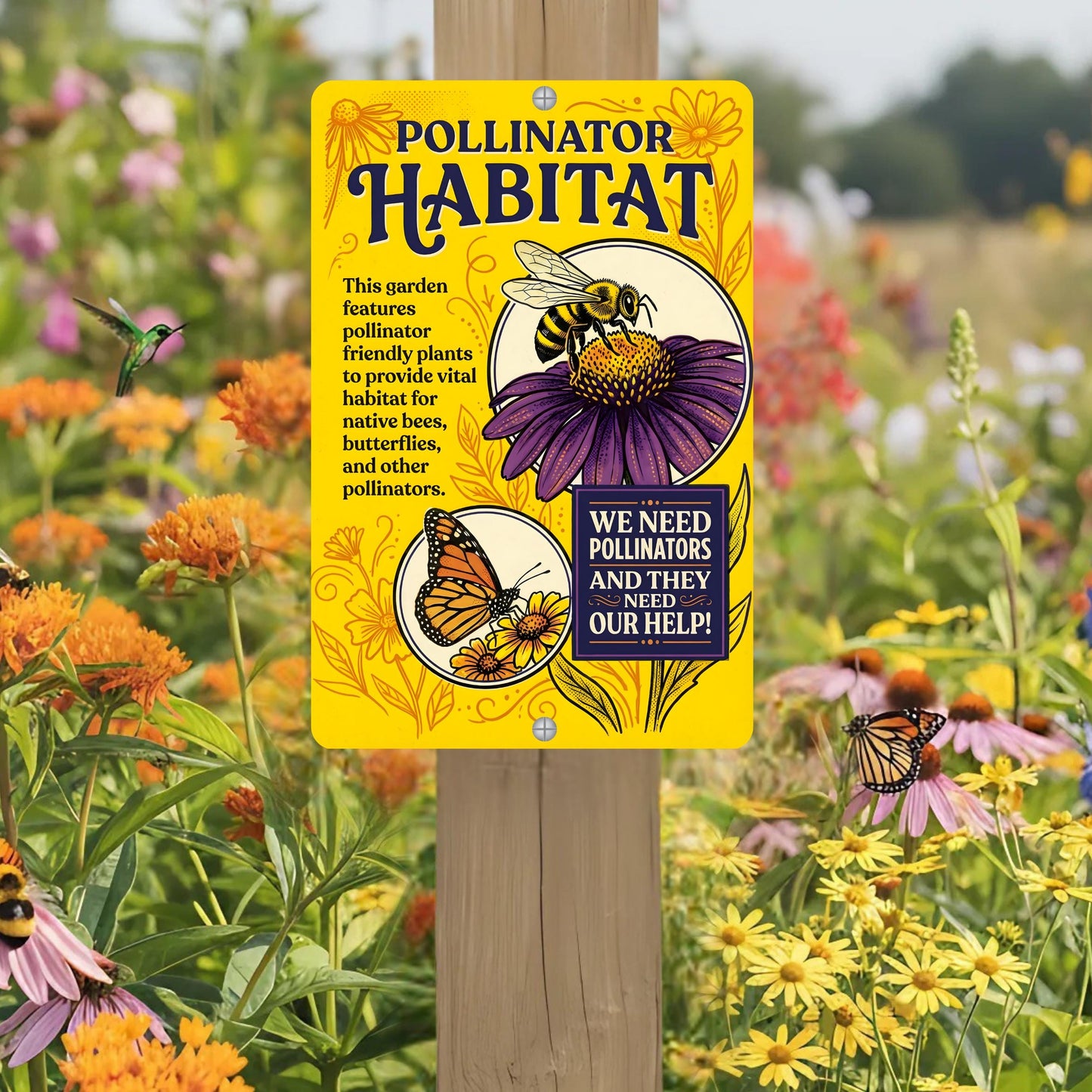 Pollinator Habitat Monarch With Zinnia Sign