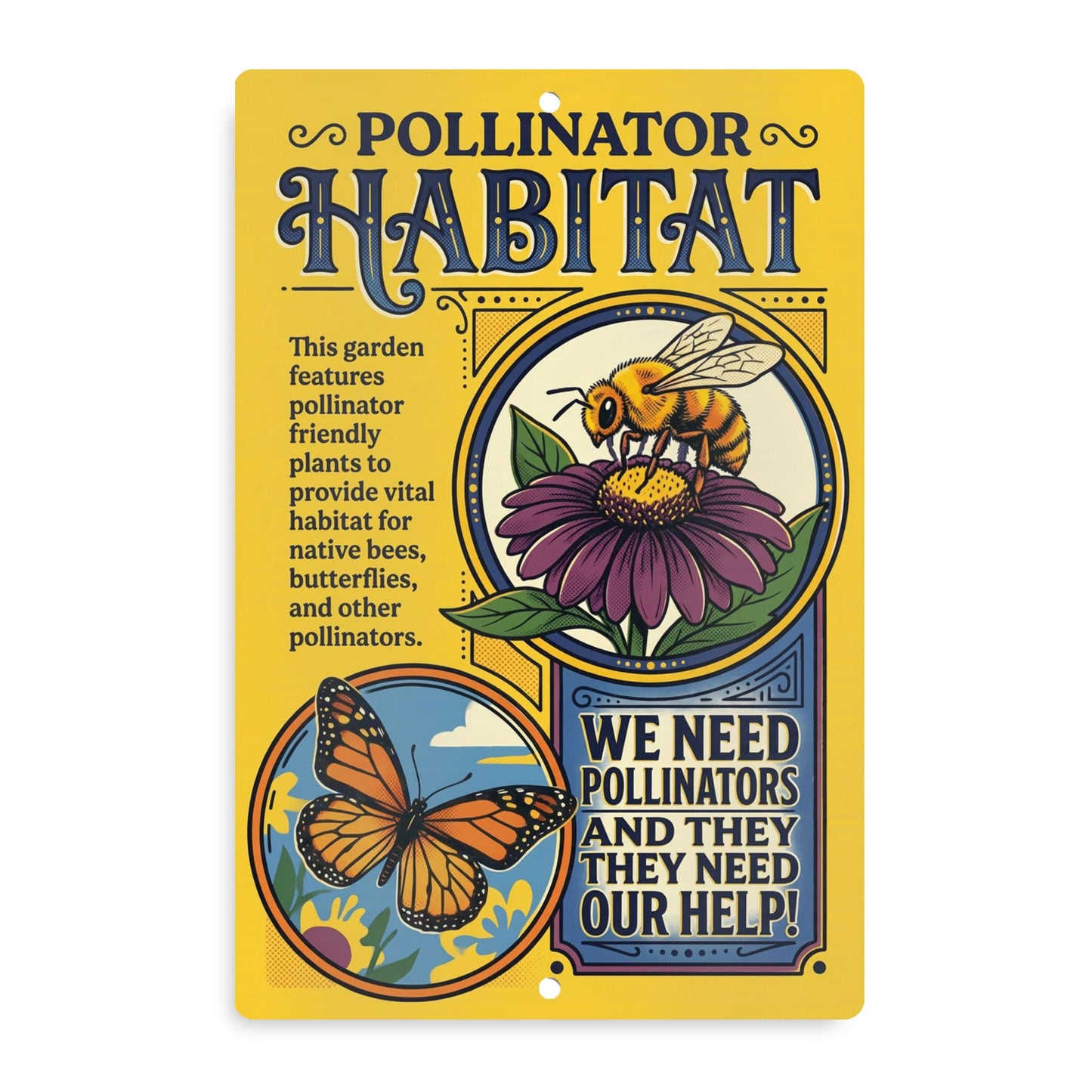 Pollinator Habitat Monarch With Zinnia Sign