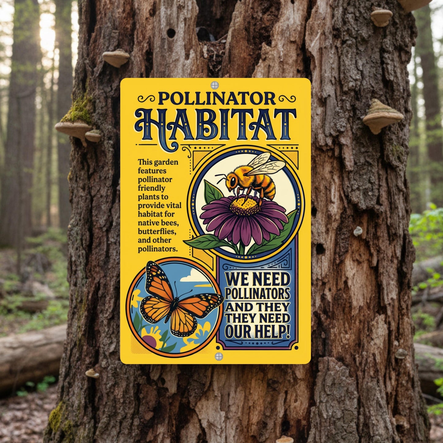 Pollinator Habitat Monarch With Zinnia Sign