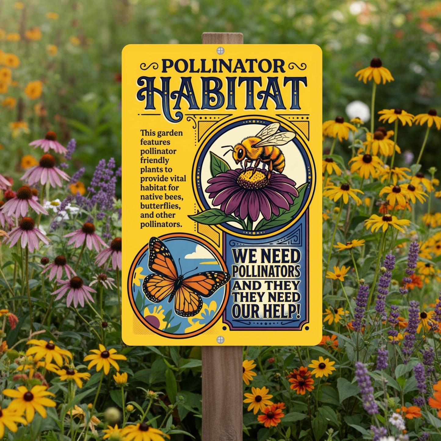 Pollinator Habitat Monarch With Zinnia Sign