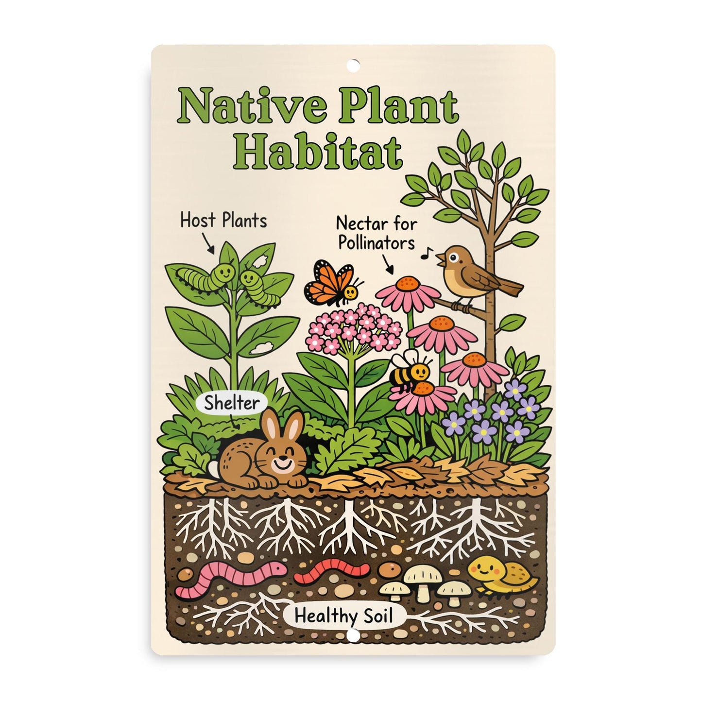 Native Plant Habitat Illustration Sign
