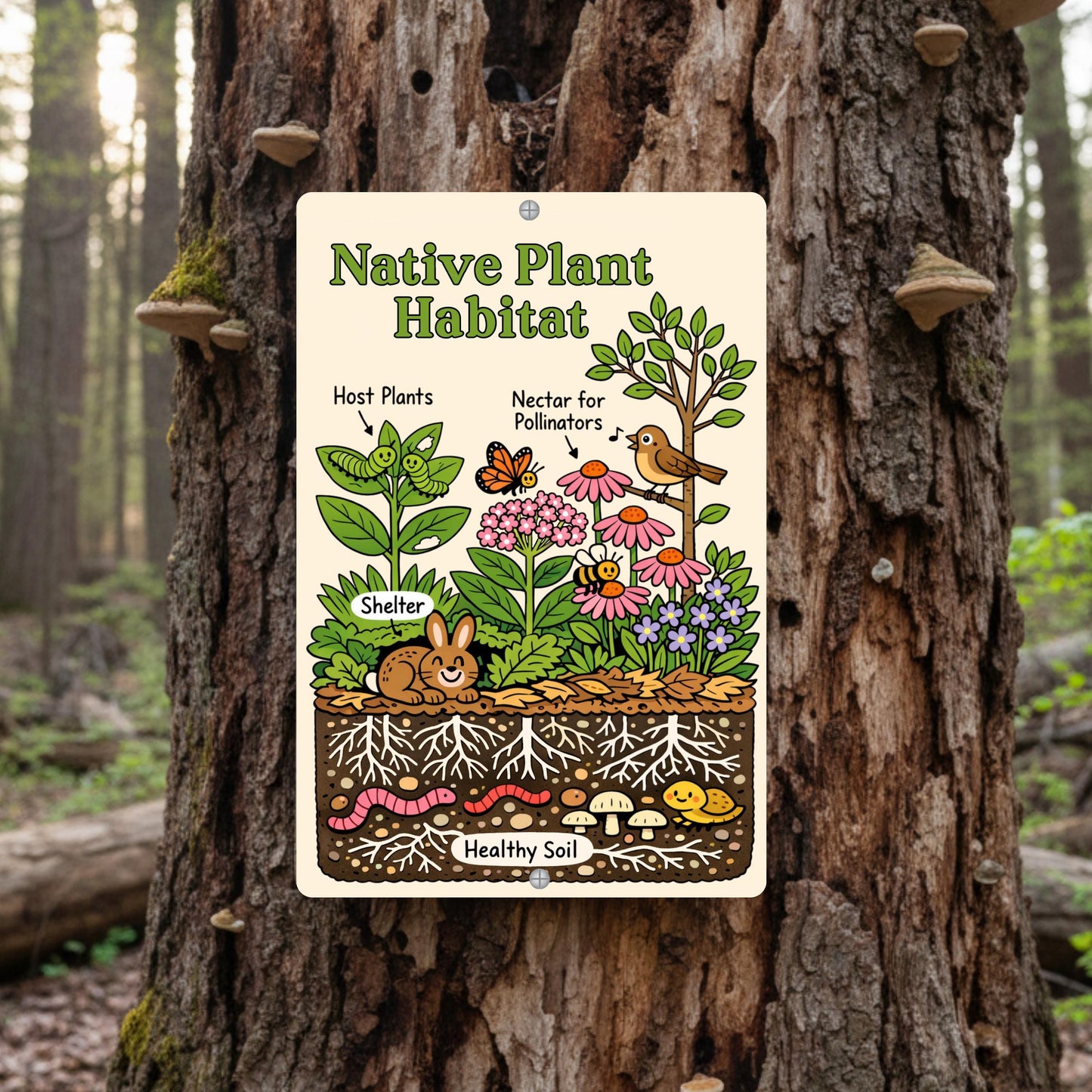 Native Plant Habitat Illustration Sign