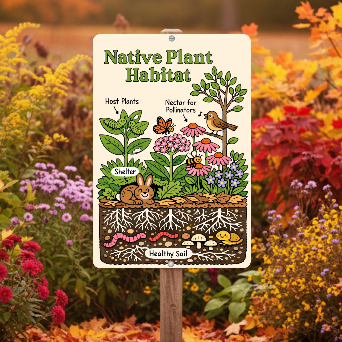 Native Plant Habitat Illustration Sign