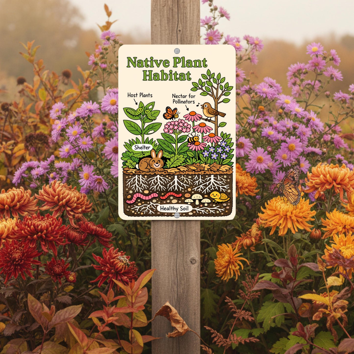 Native Plant Habitat Illustration Sign