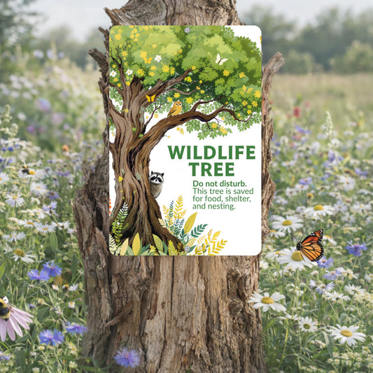 Tree of Life Wildlife Habitat Sign, Outdoor Rated 12x18 8x12 Conservation Sign, Snag Garden Sign for Nature Lovers