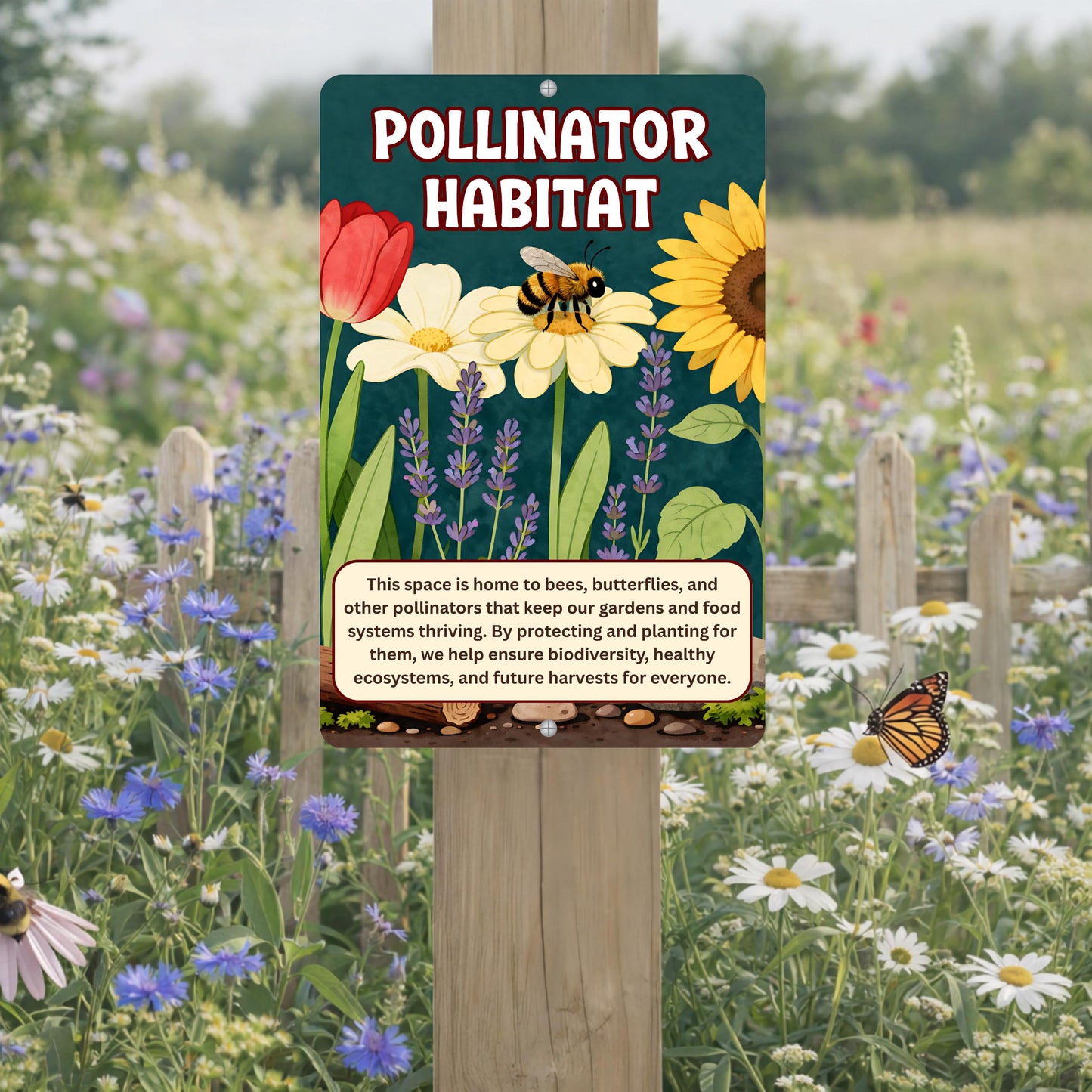 Pollinator Habitat Metal Sign