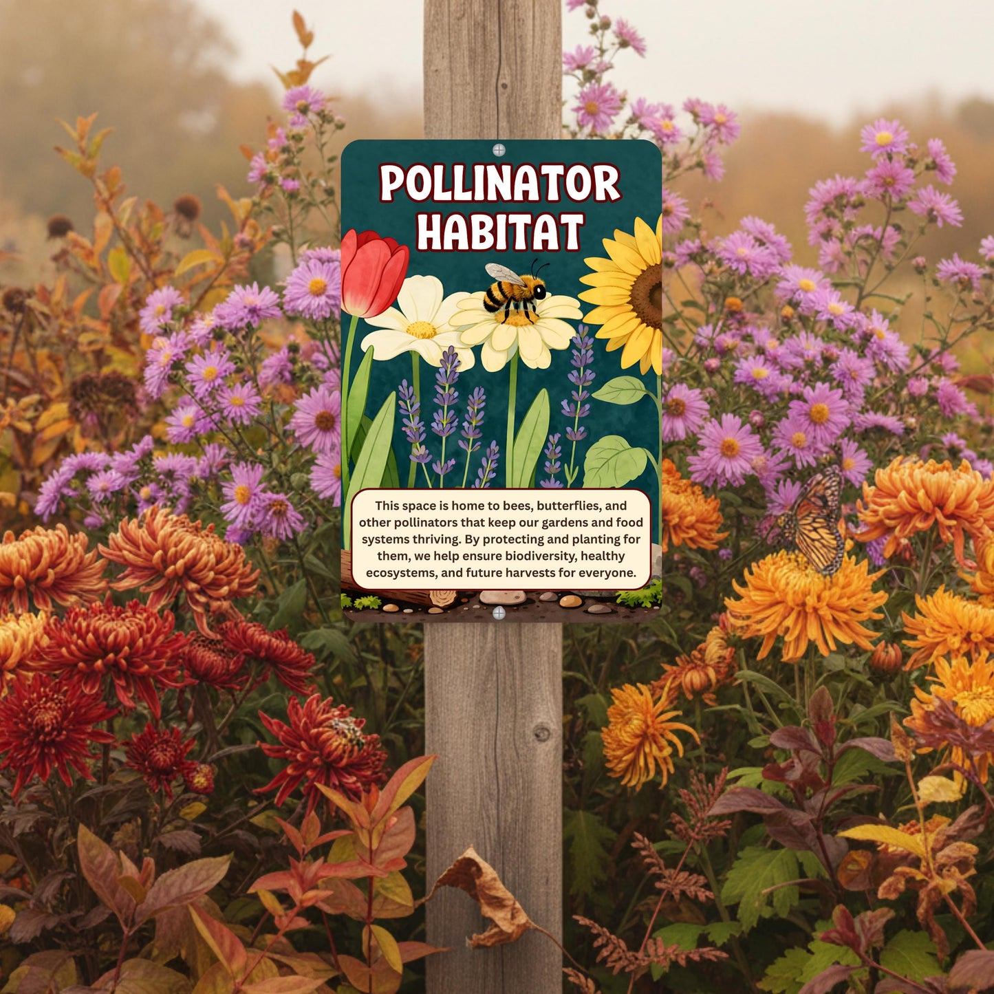 Pollinator Habitat Metal Sign