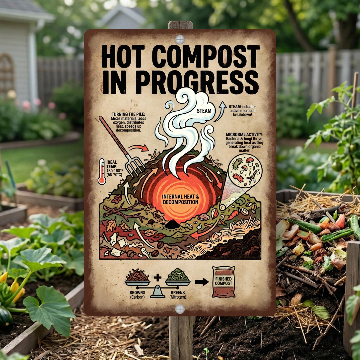 Hot Compost In Progress Garden Sign