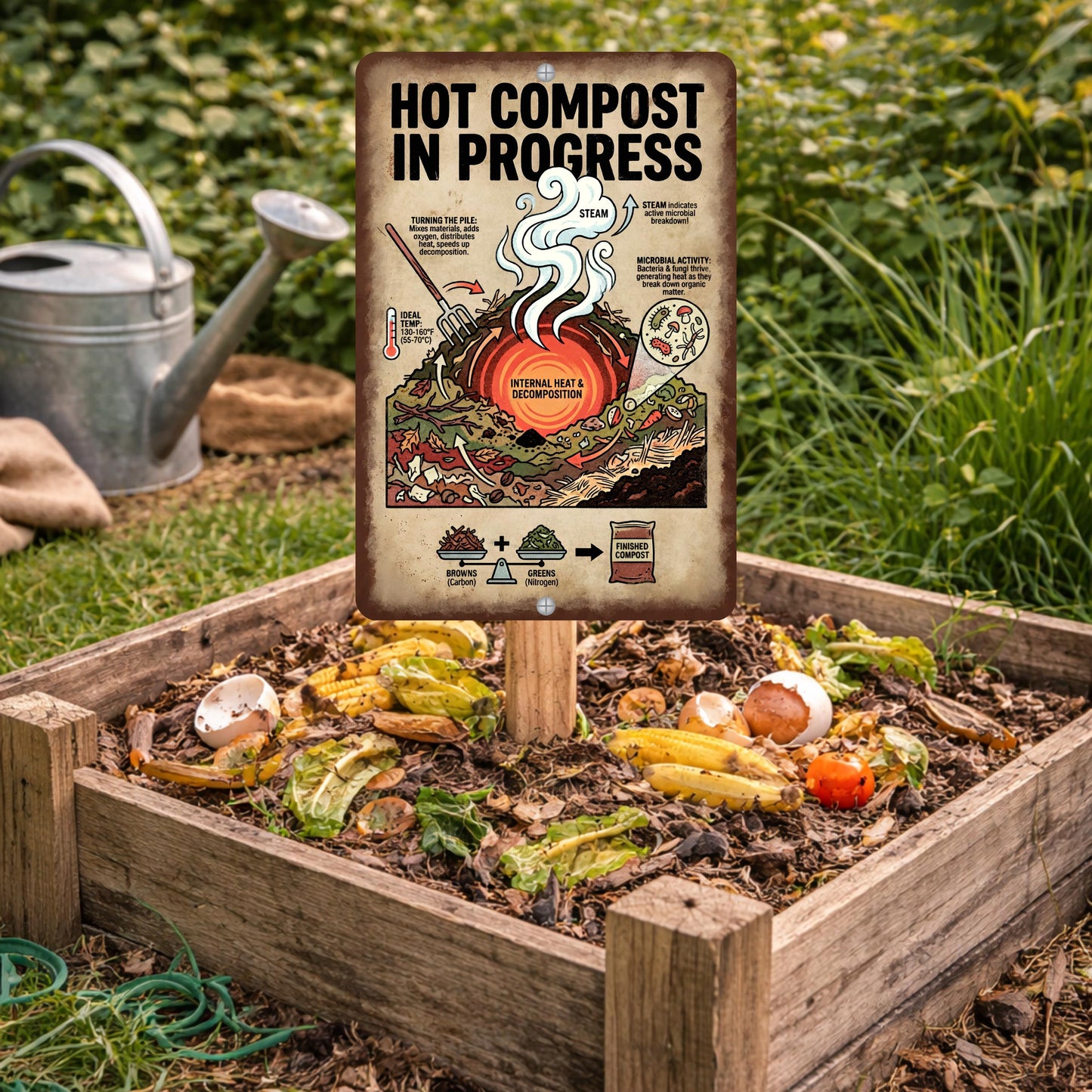 Hot Compost In Progress Garden Sign