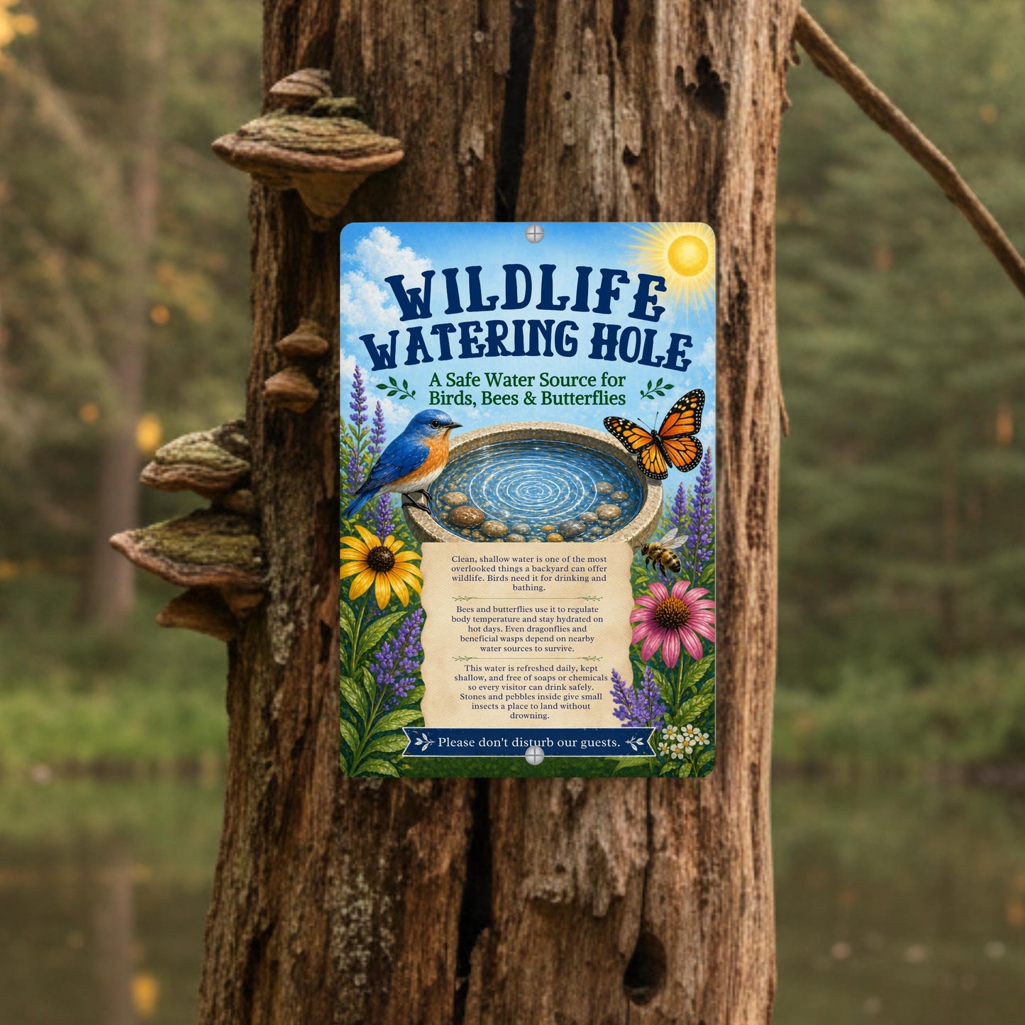 Wildlife Watering Hole Garden Sign