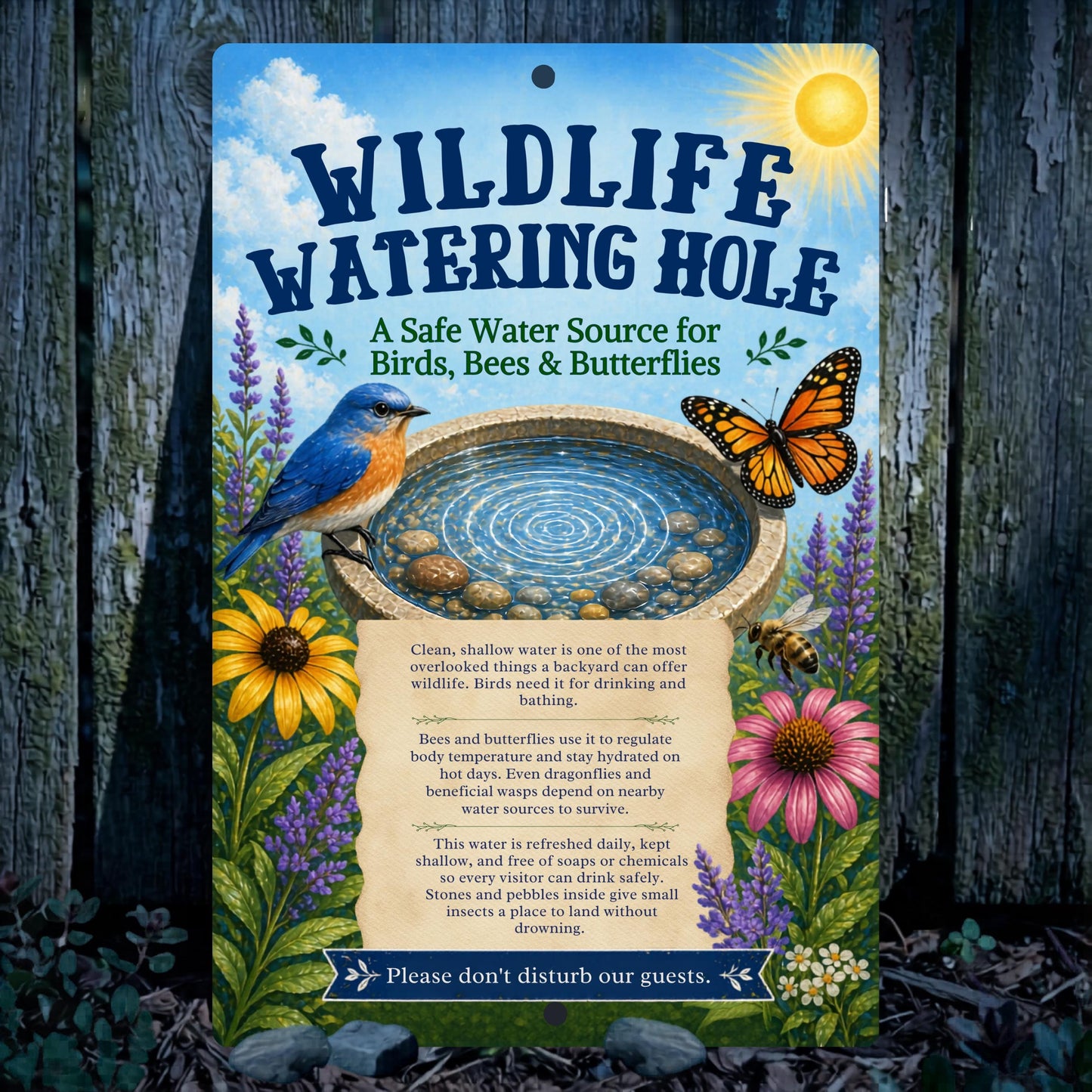 Wildlife Watering Hole Garden Sign