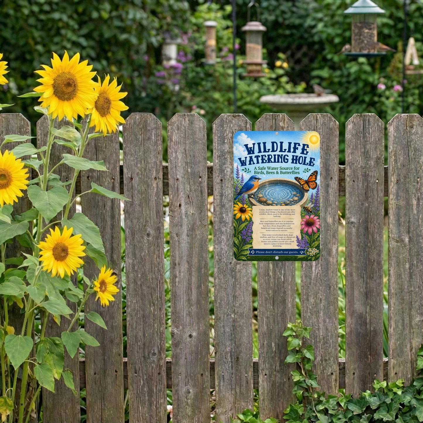 Wildlife Watering Hole Garden Sign