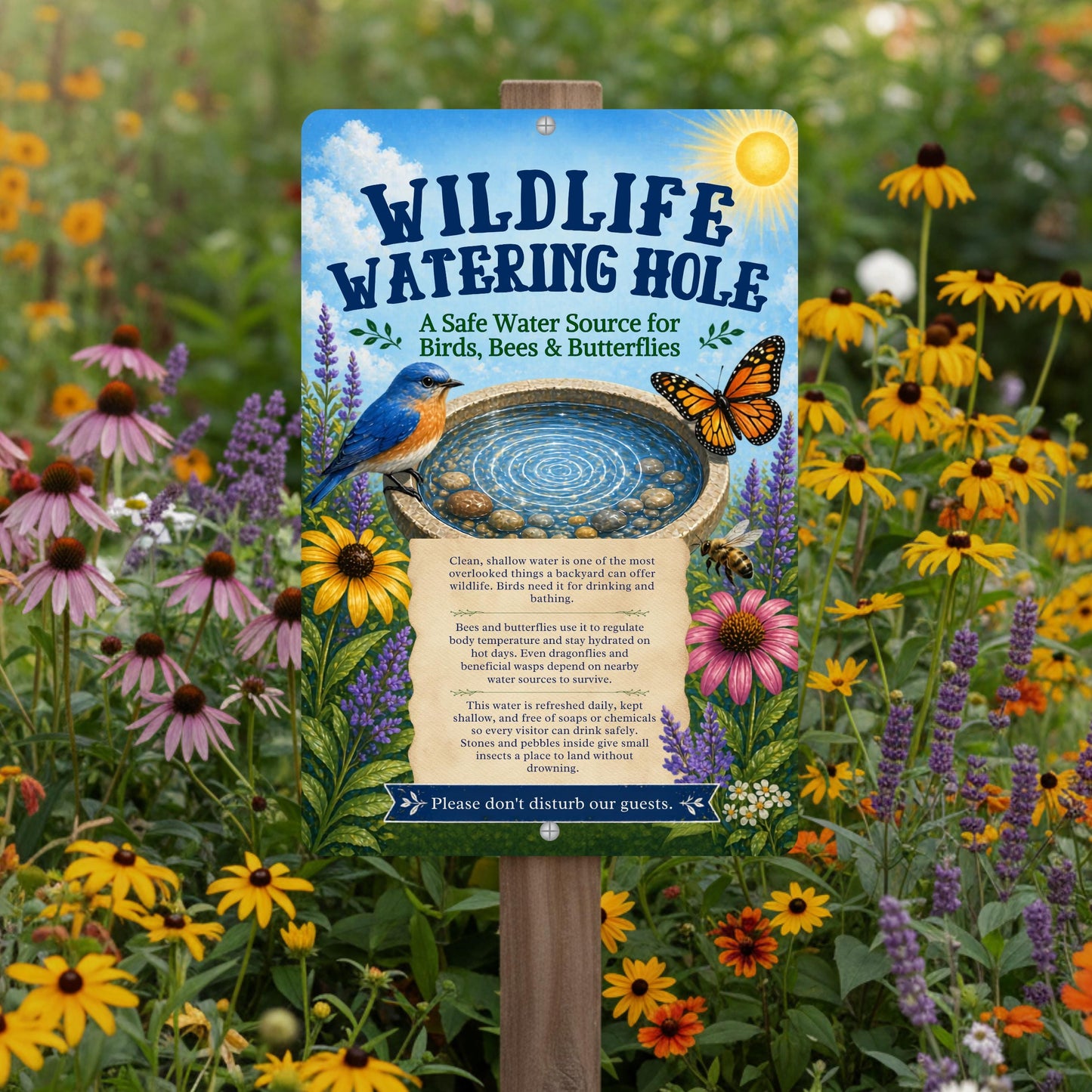 Wildlife Watering Hole Garden Sign