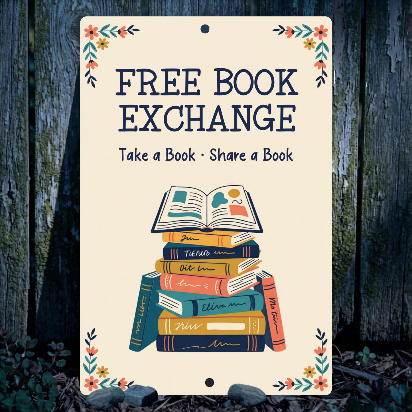 Free Book Exchange Metal Sign