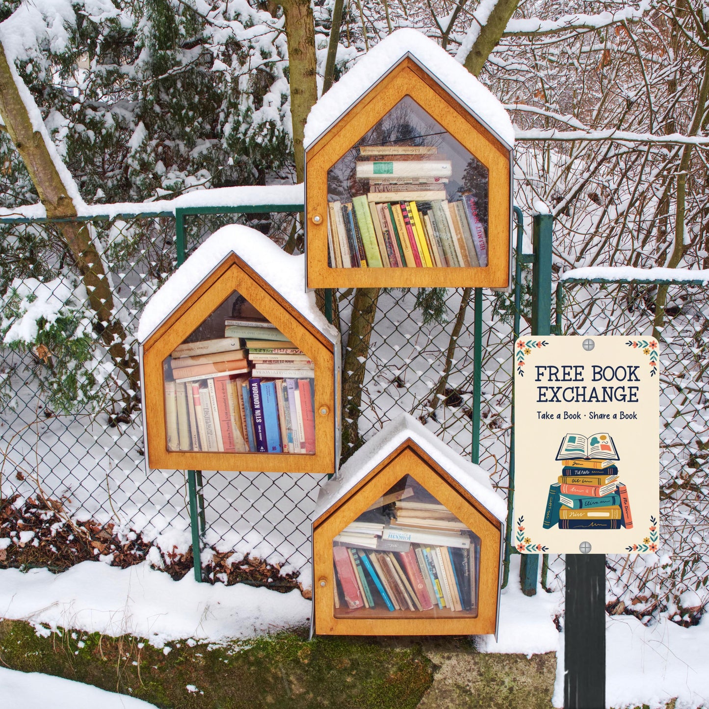 Free Book Exchange Metal Sign