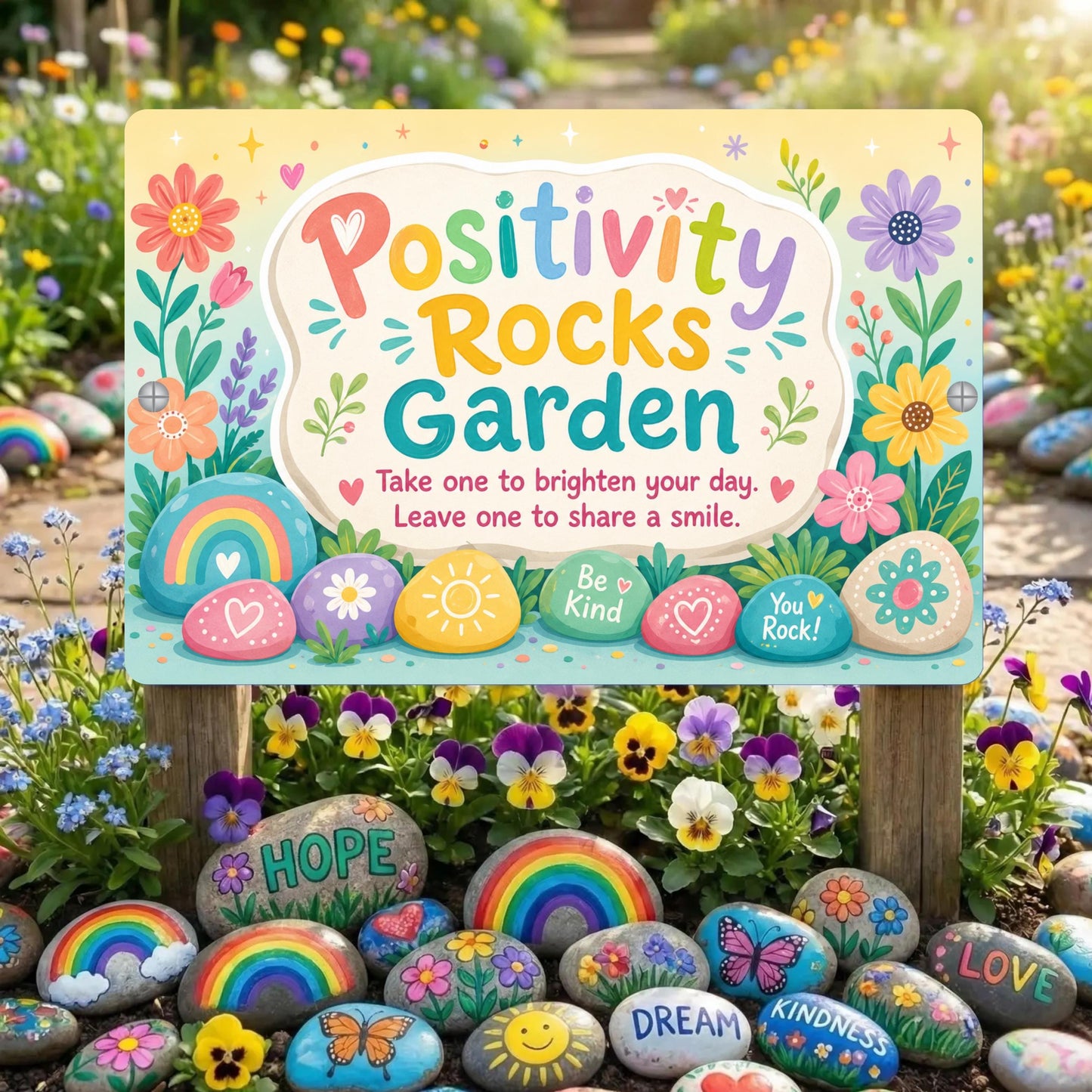 Positivity Rocks Garden Sign