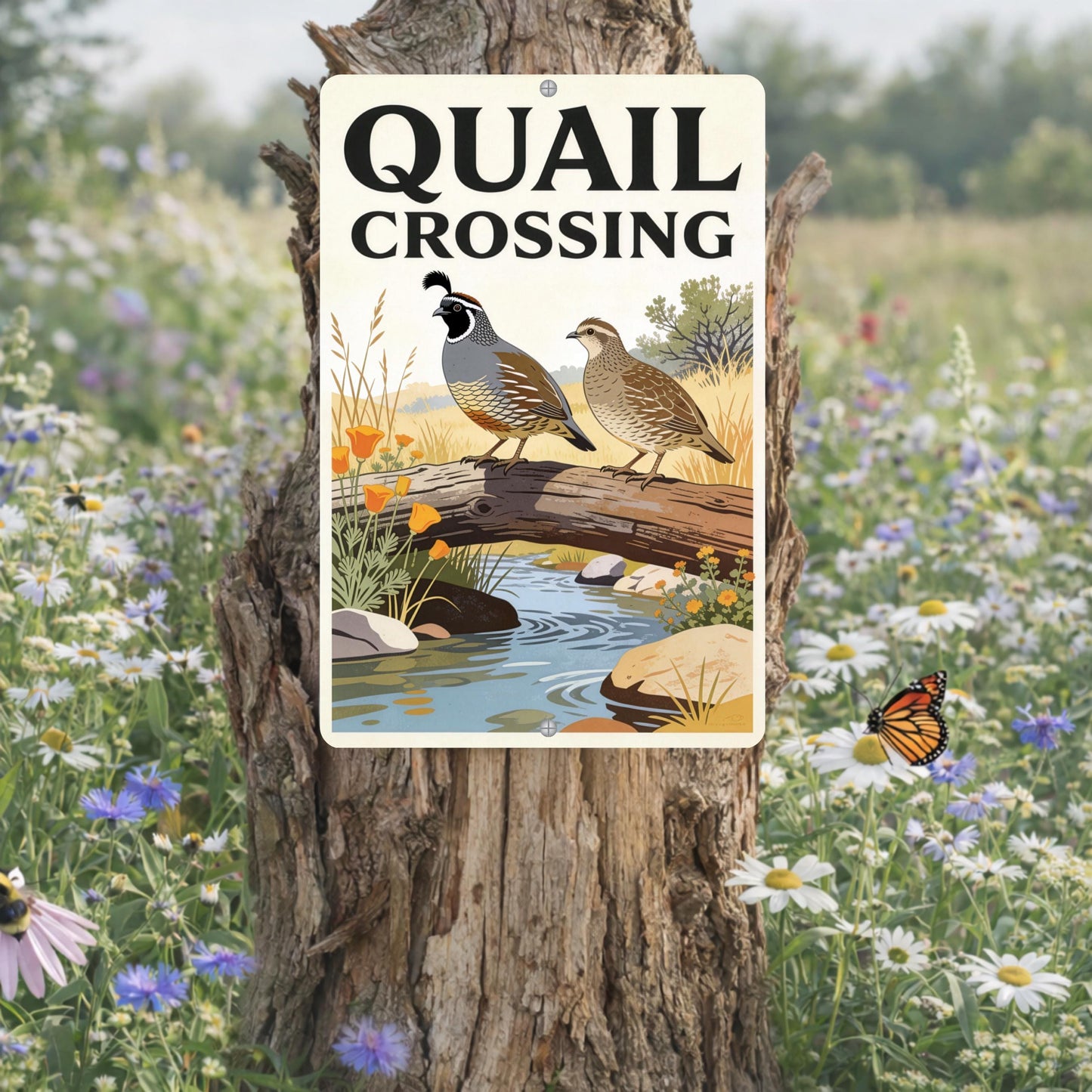 Quail Crossing Habitat Sign