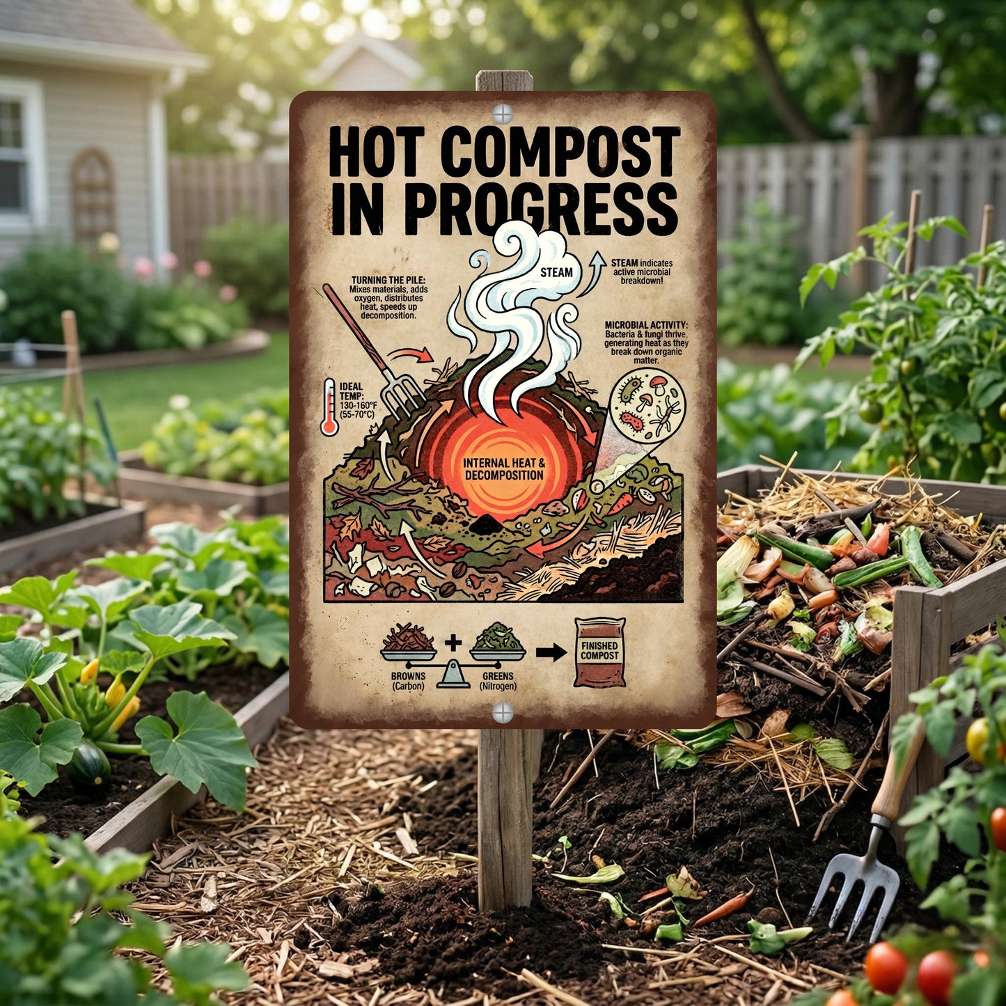 Hot Compost In Progress Garden Sign