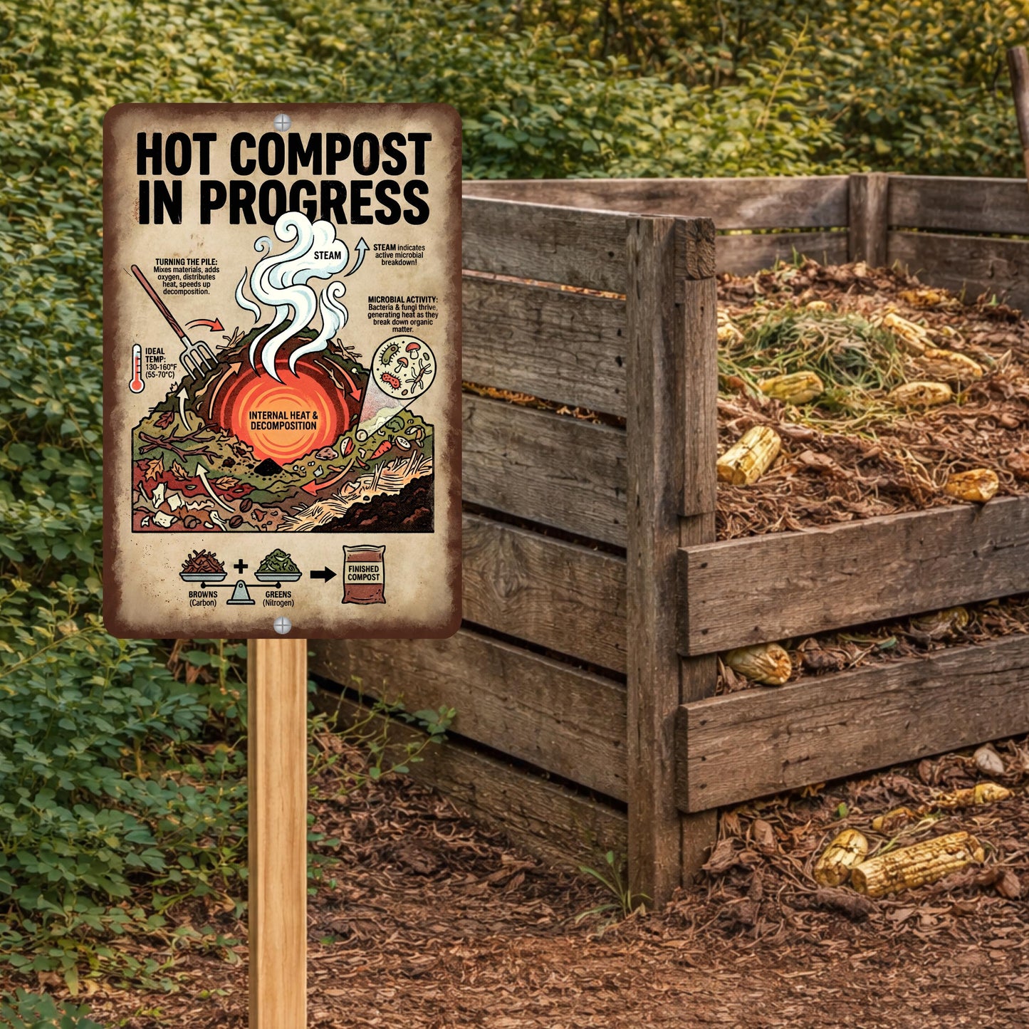 Hot Compost In Progress Garden Sign