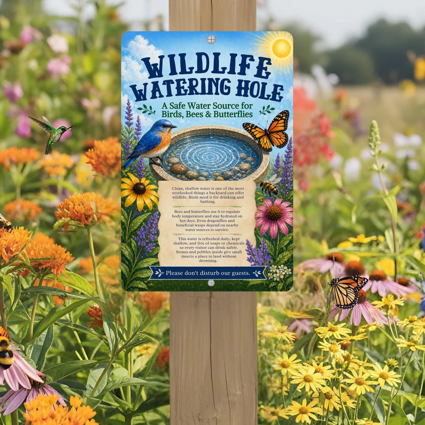 Wildlife Watering Hole Garden Sign