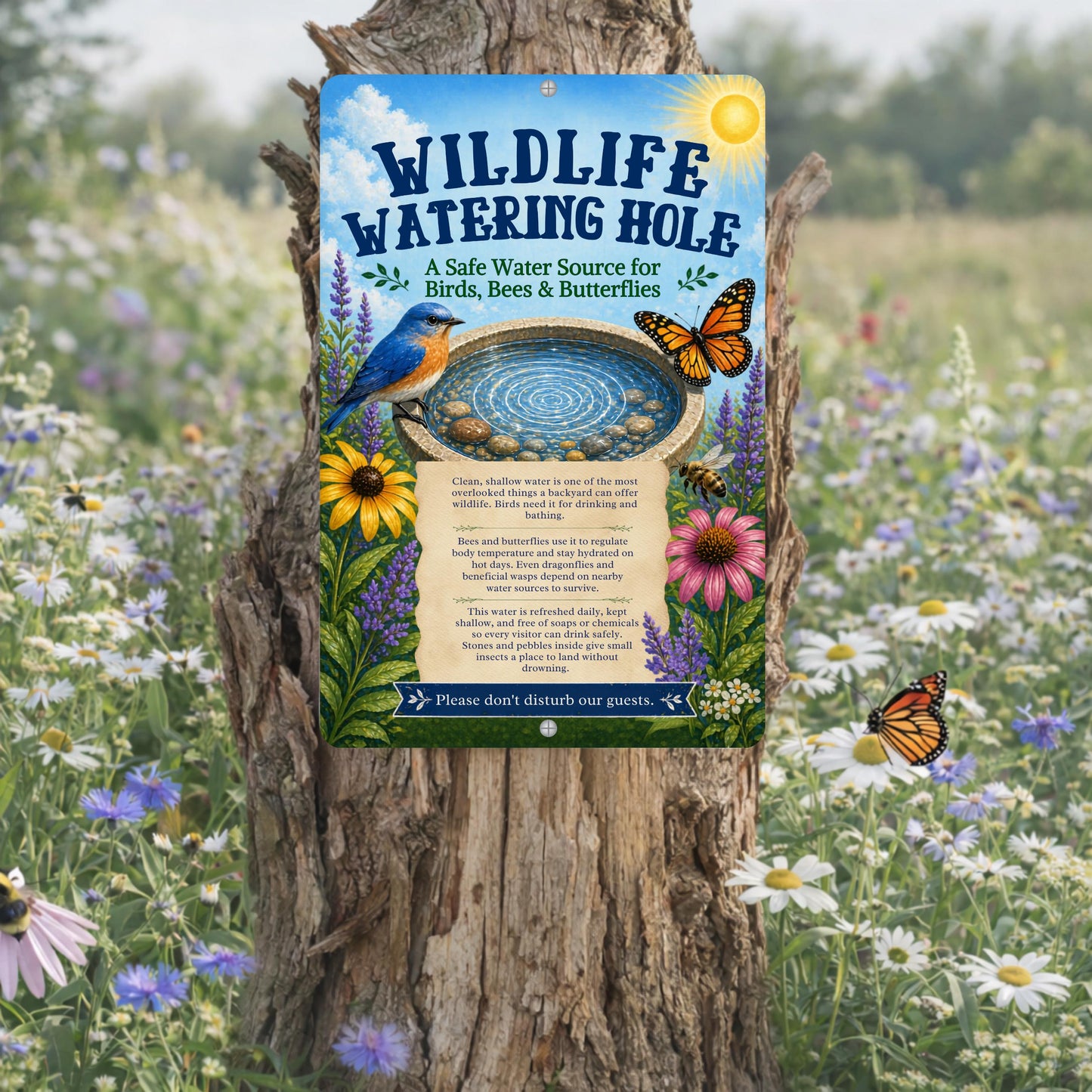 Wildlife Watering Hole Garden Sign