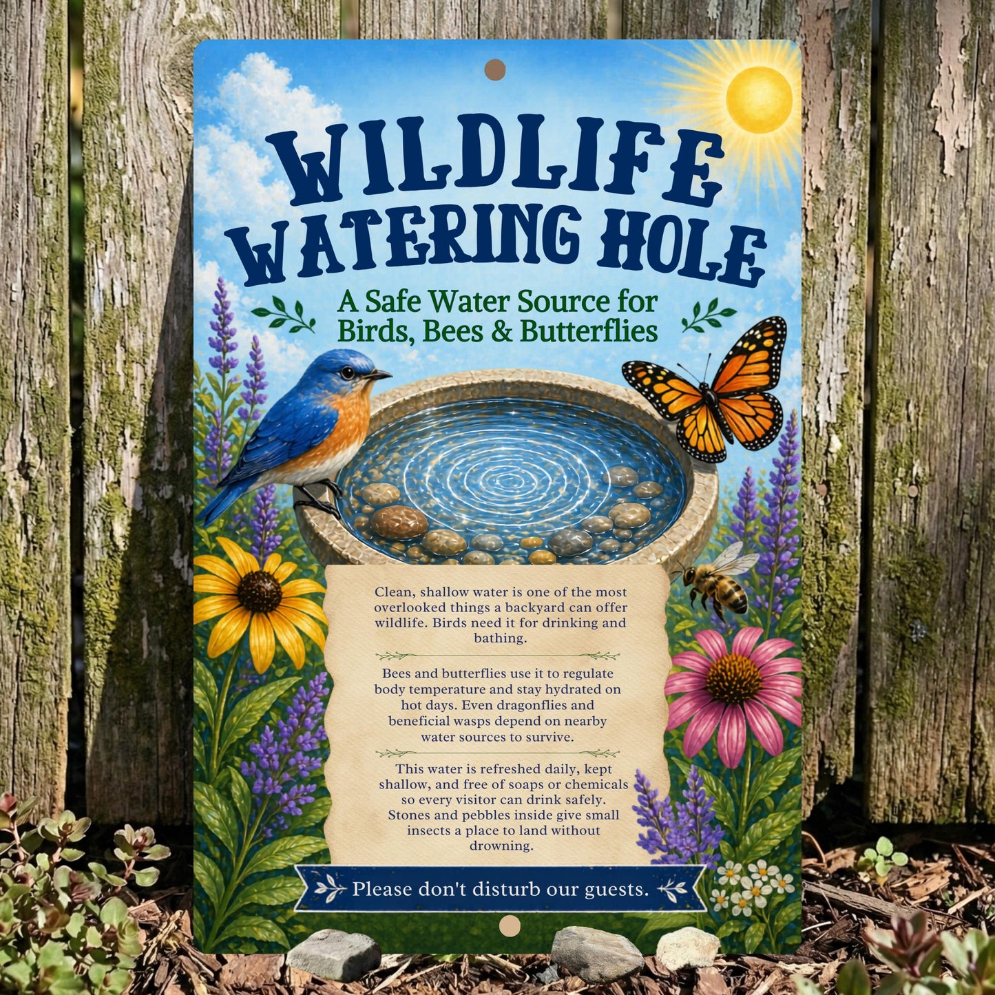 Wildlife Watering Hole Garden Sign
