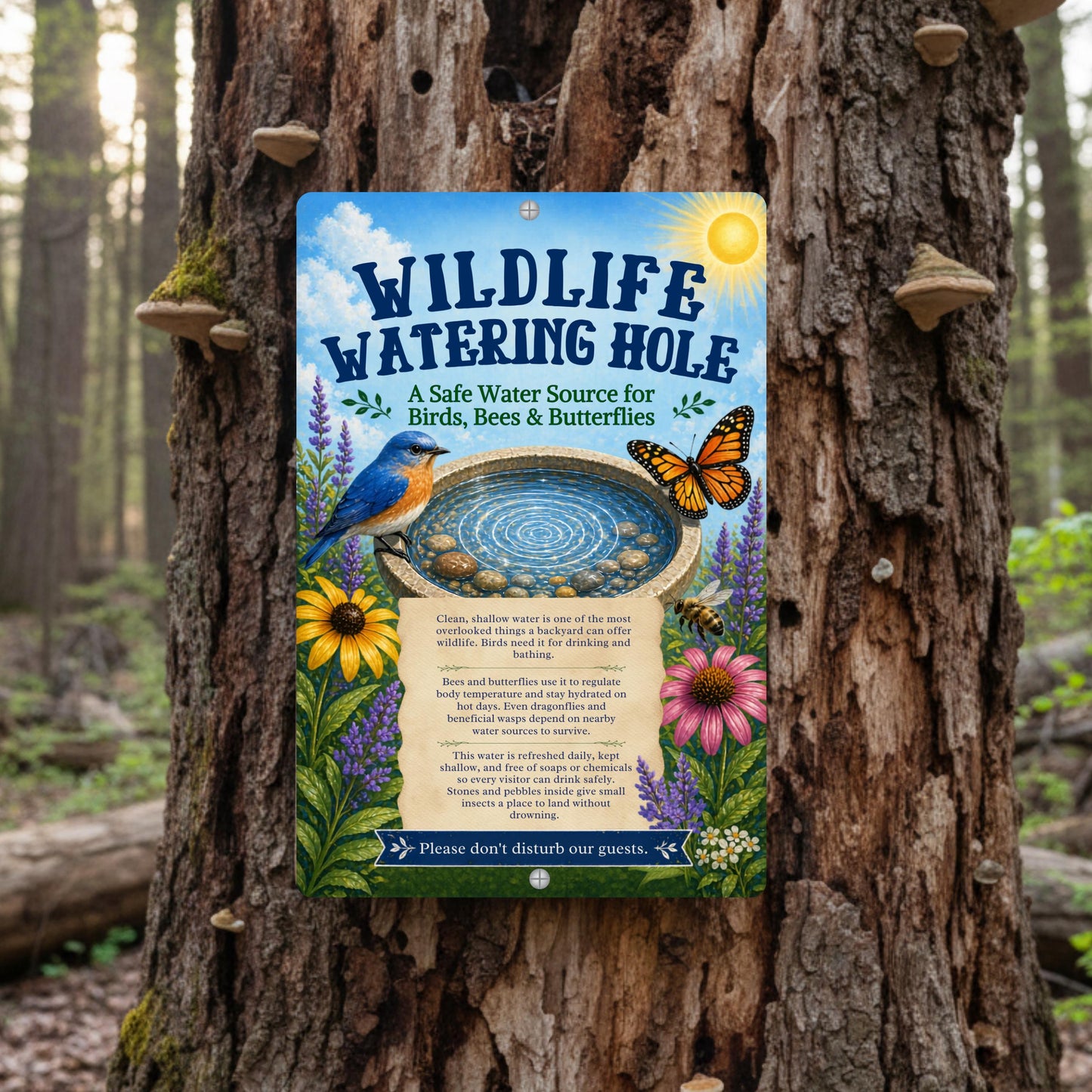 Wildlife Watering Hole Garden Sign
