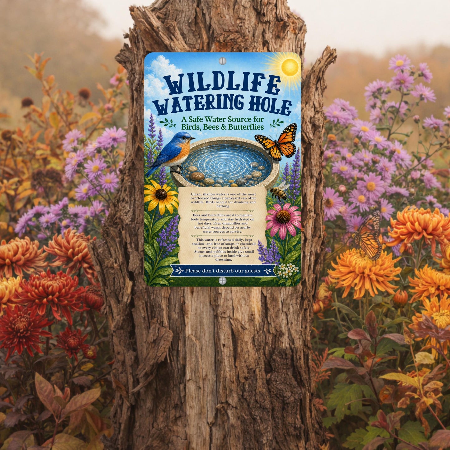 Wildlife Watering Hole Garden Sign