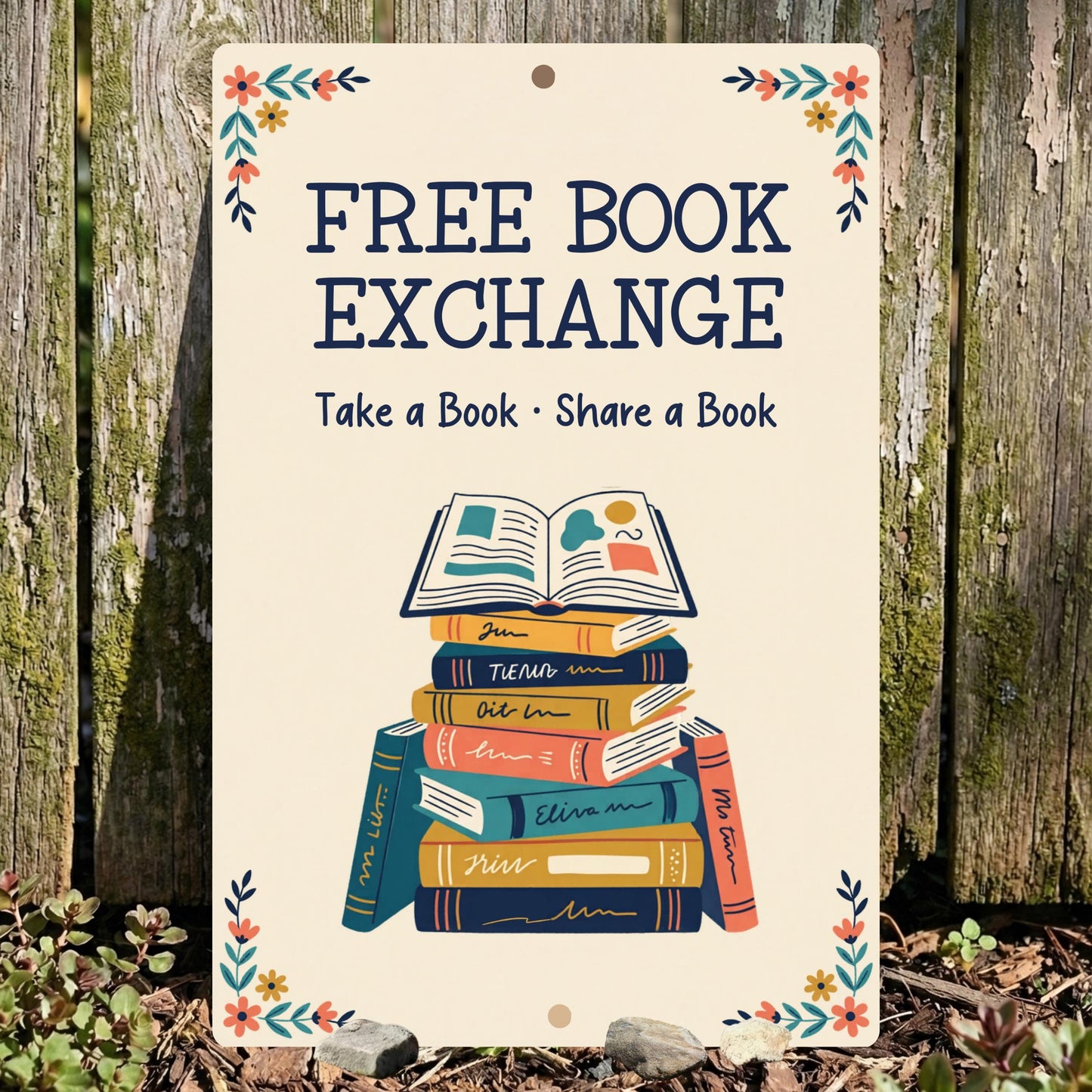 Free Book Exchange Metal Sign