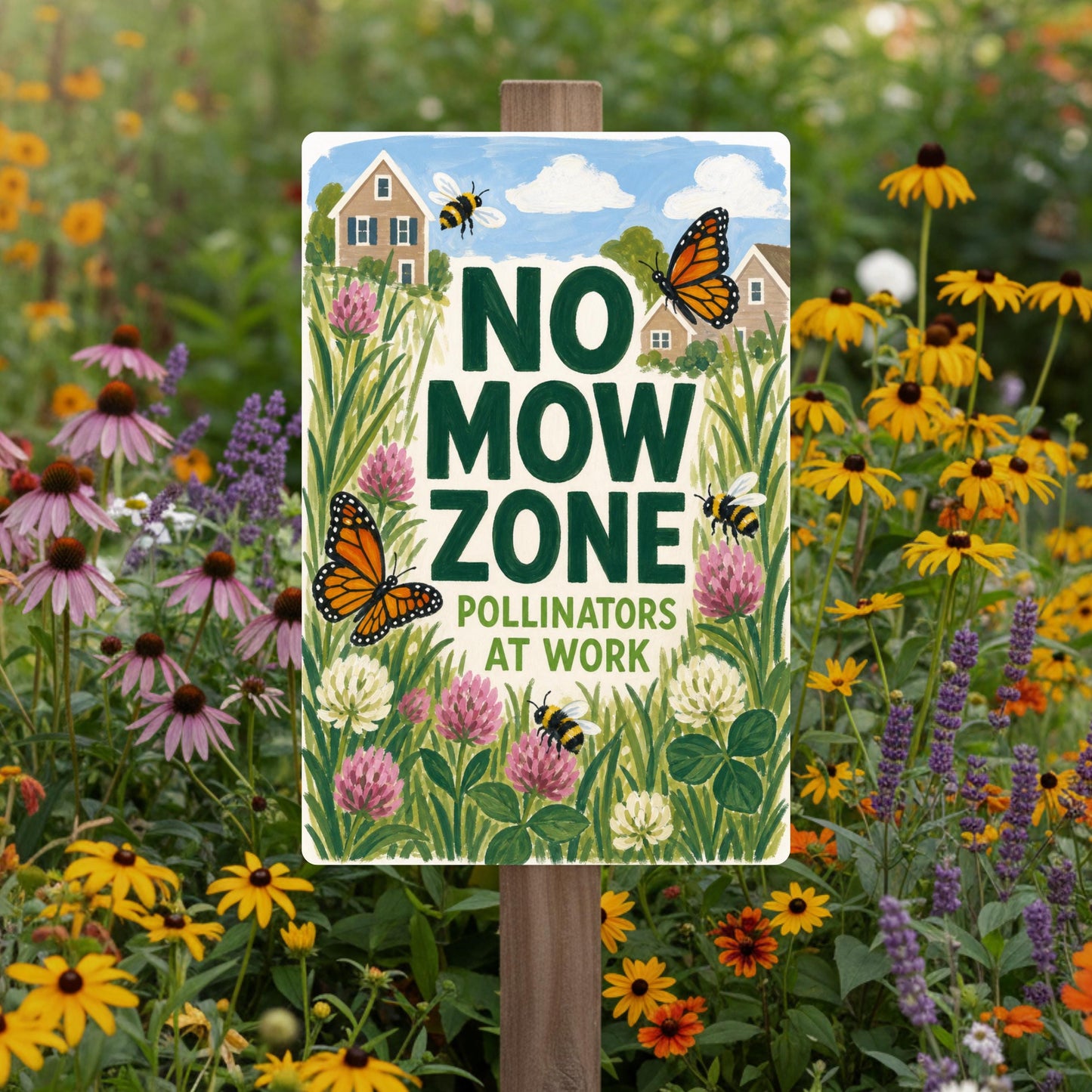 No Mow Zone Sign