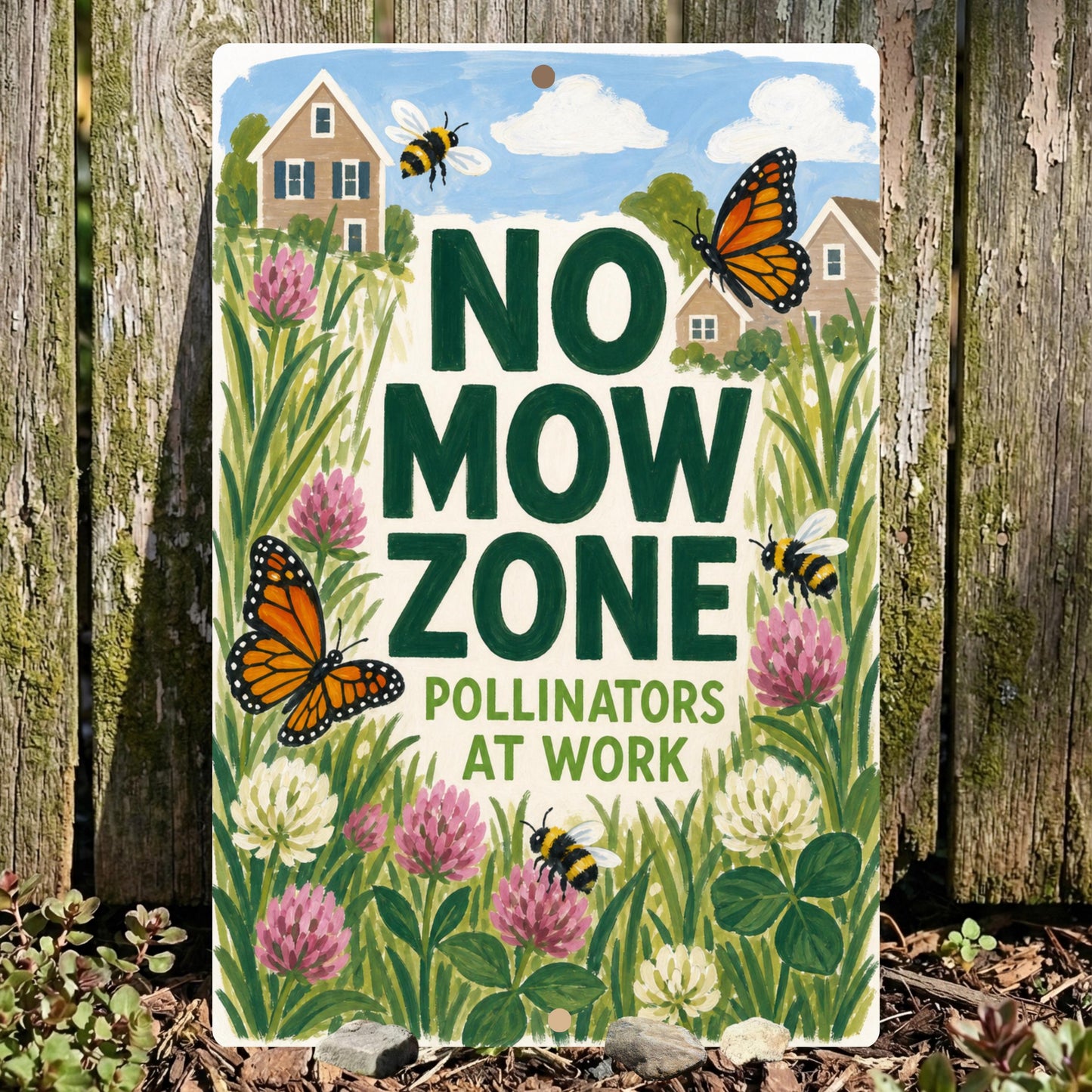 No Mow Zone Sign