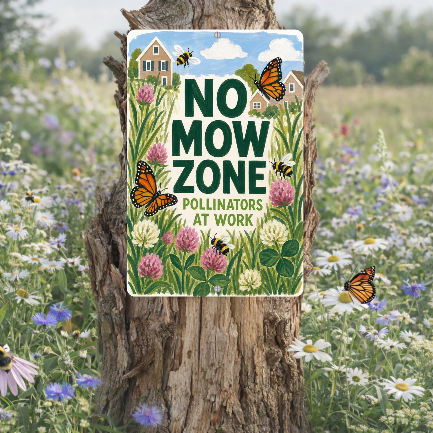 No Mow Zone Sign