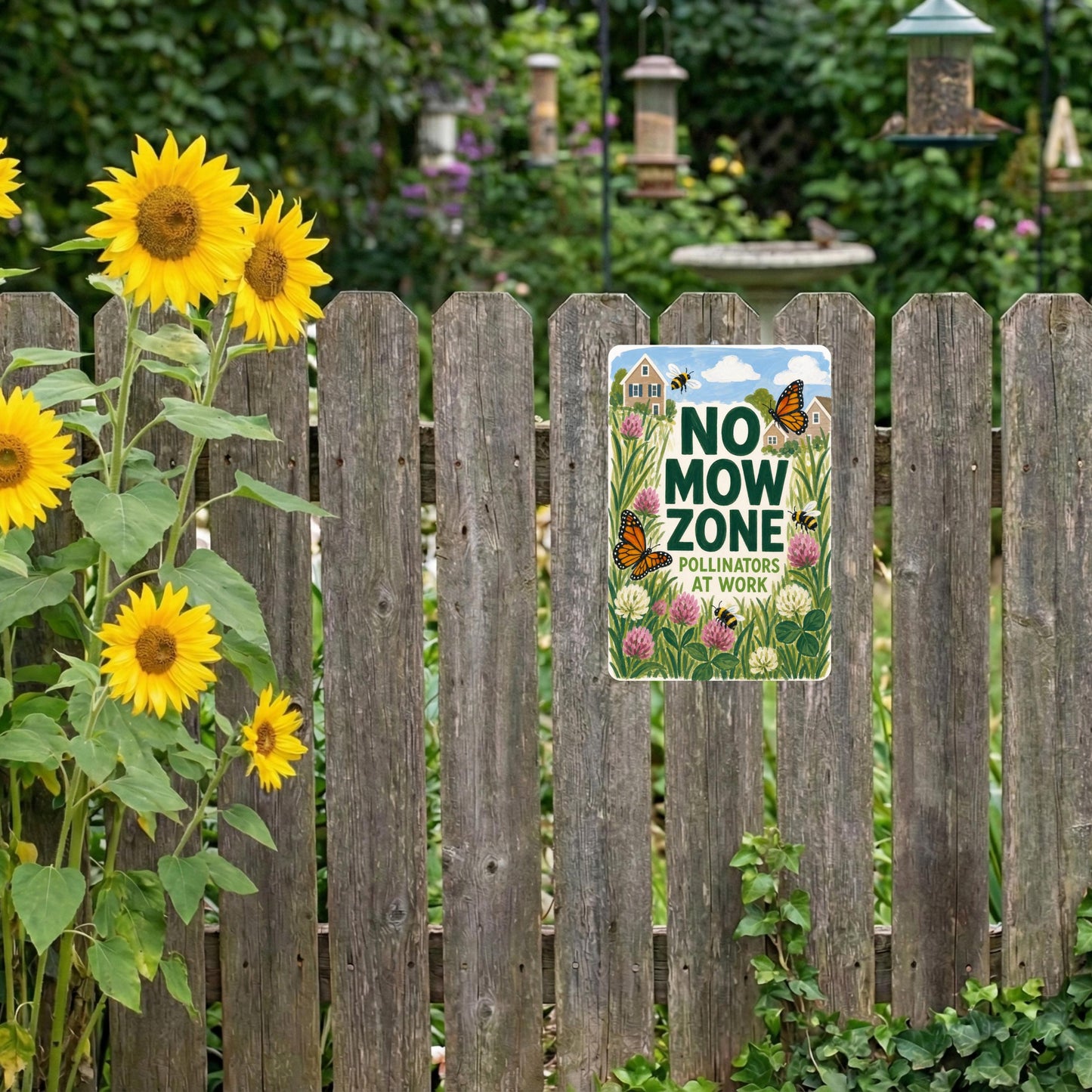 No Mow Zone Sign