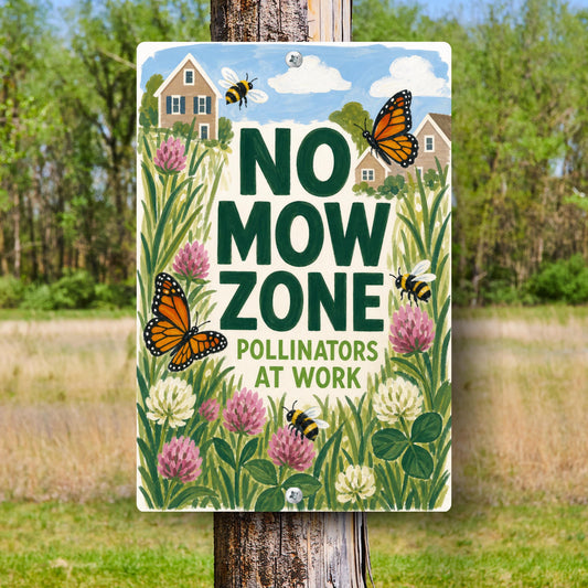 No Mow Zone Sign