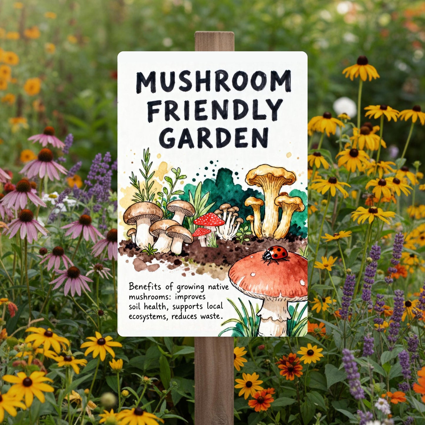 Mushroom Friendly Garden Outdoor Sign