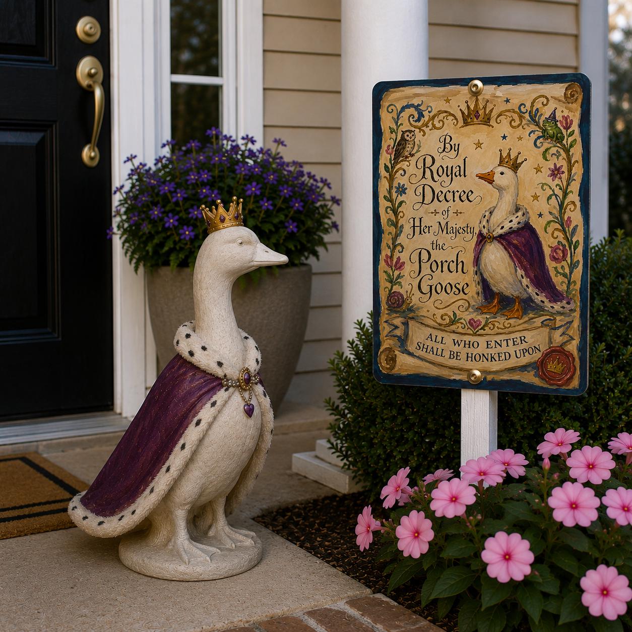Medieval Porch Goose Metal Sign