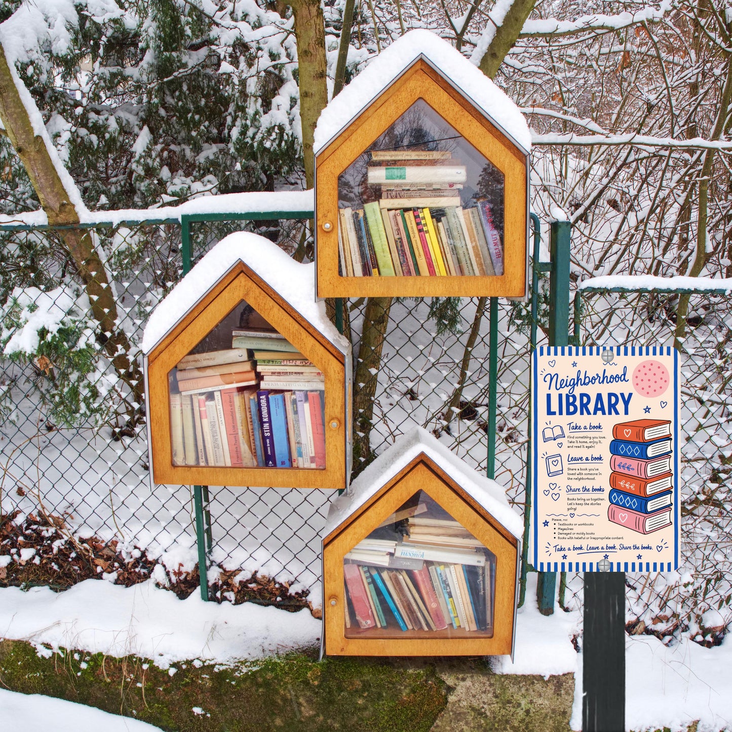 Neighborhood Library Sign