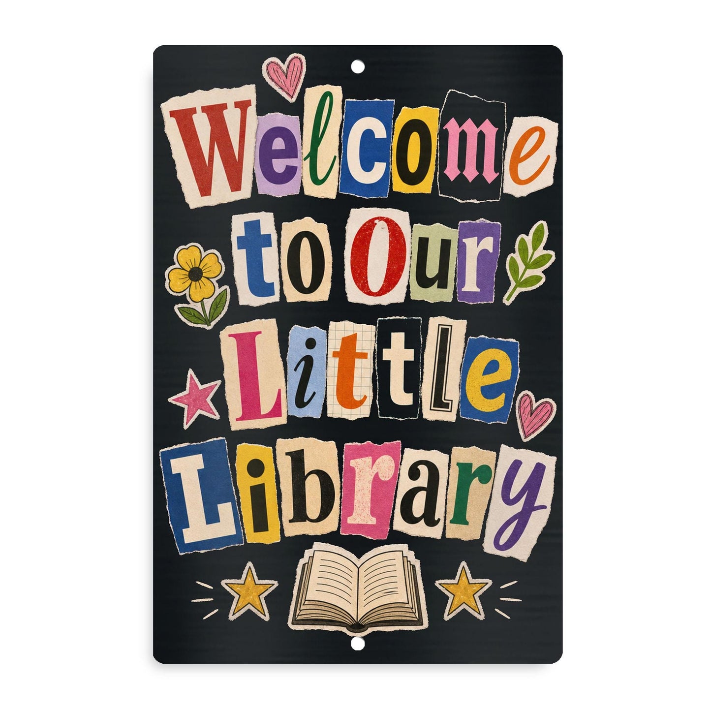 Welcome Library Metal Sign