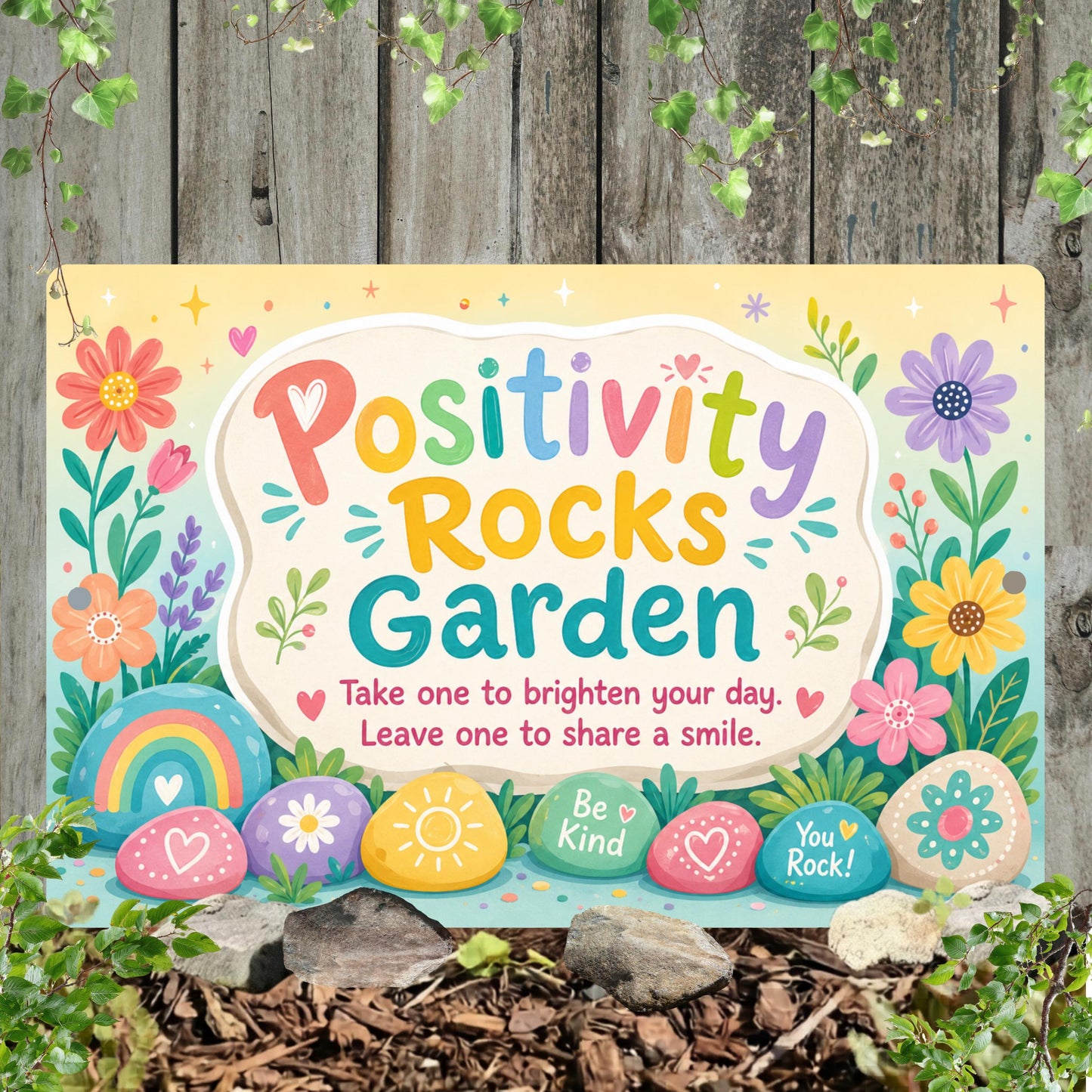 Positivity Rocks Garden Sign