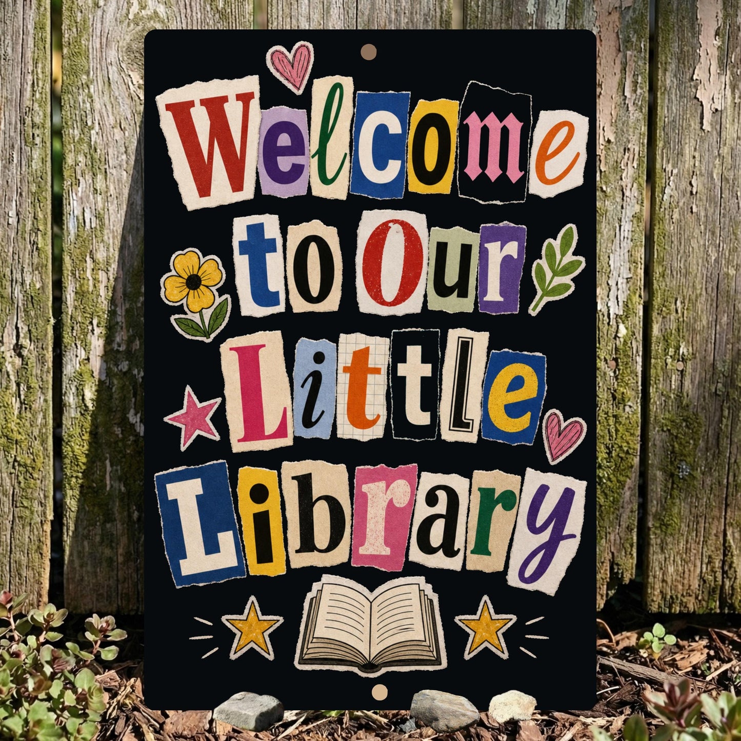 Welcome Library Metal Sign